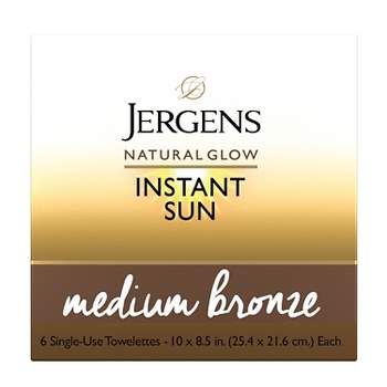 Jergens Natural Glow Instant Sun Sunless Tanning Towelettes, Single Use Self Tanner Wipes, For Travel - 6ct