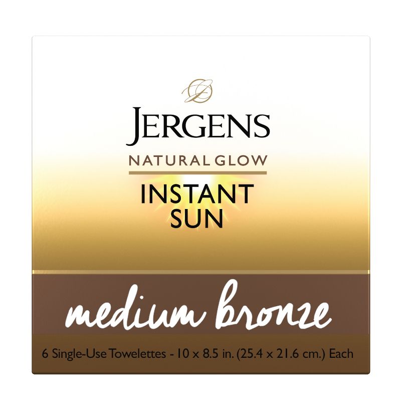 Jergens Natural Glow Instant Sun Sunless Tanning Towelettes, Single Use Self Tanner Wipes, For Travel - 6ct, 1 of 10