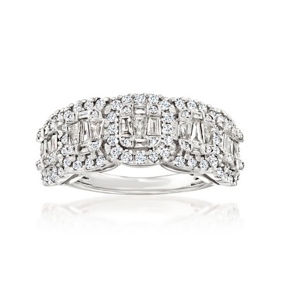Ross-Simons 1.00 ct. t.w. Round and Baguette Diamond Ring in Sterling Silver
