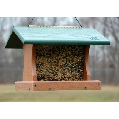 Green and Brown Recycled Plastic Hanging Hopper Bird Feeder