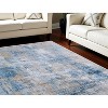 Blue Gold and Gray Abstract Power Loom Area Rug With Fringe - 2 of 4