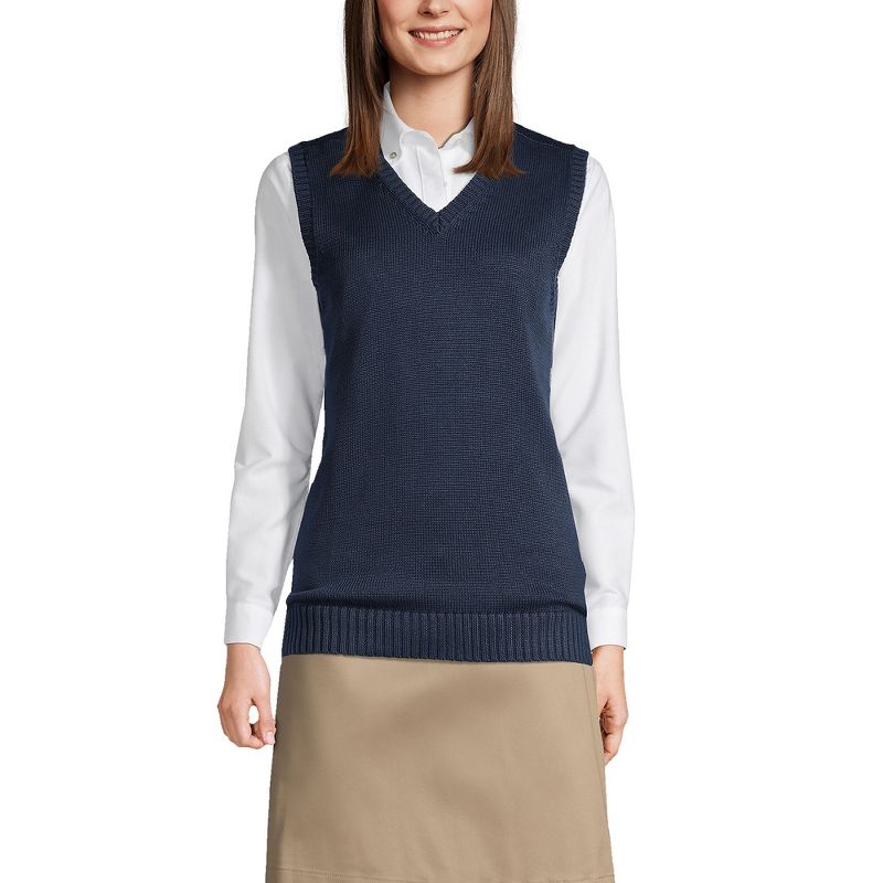 Lands' End School Uniform Women's Cotton Modal Sweater Vest, 2 of 3