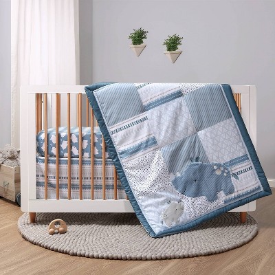 The Peanutshell Crib Bedding Set for Baby Boys' or Baby Girls'- Blue Rhino Nursery Set - 3pc