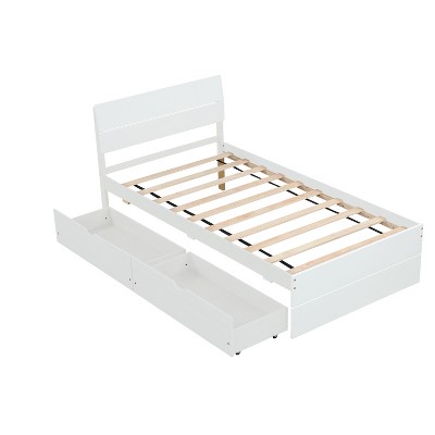NicBex Twin Size Platform Bed Frame with 2 Drawers for Adults/Boys/Girls