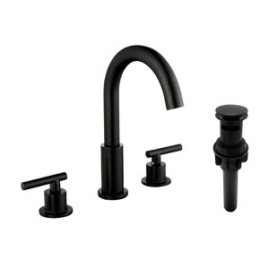 Cobbe 3-Hole 8-Inch Widespread Bathroom Faucet Two-Handle Bathroom Sink Faucet with Pop-Up Drain Matte Black - 1 of 4