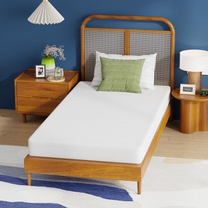 FDW 6 Inch Green Tea Memory Foam Mattress Cooling Gel Infused Mattress Fiberglass Free/CertiPUR-US Certified/Bed-in-a-Box,White - 1 of 4