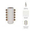 Modern Ceramic Vase with Metallic Accents - Home & Office Decor, Cylinder Shape, Decorative Centerpiece for Living Room, Bedroom - White & Gold - 4 of 4