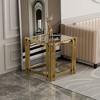 Dolonm Modern Stainless Steel & Glass End Table - 19.69" Square Gold Side Table with 8mm Tempered Glass Shelves - 3 of 4