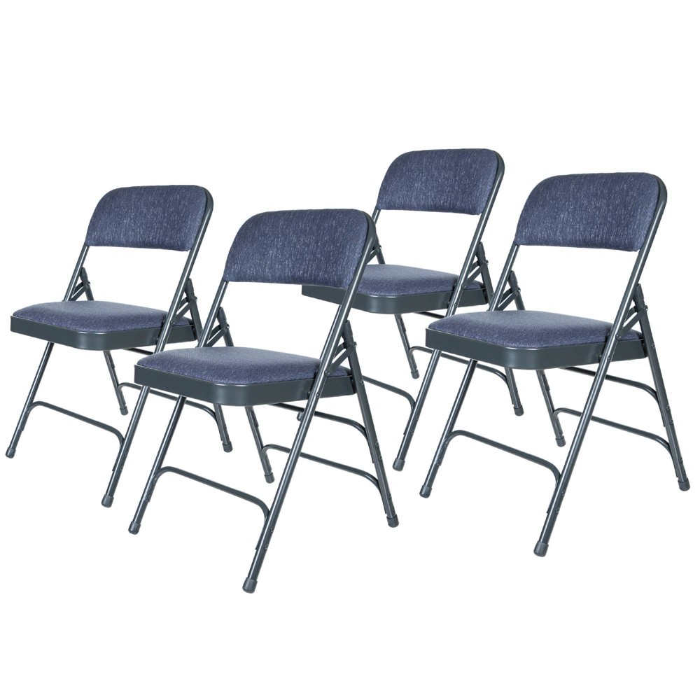 Photos - Computer Chair Set of 4 Deluxe Fabric Padded Triple Brace Folding Chairs Imperial Blue 