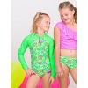 RuffleButts Girls UPF50+ Sun Protection Long Sleeve Rash Guard One Piece - 4 of 4