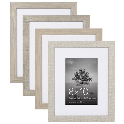 Americanflat Modern Farmhouse 8x10 Picture Frame Set of 4 - Use as 5x7 with Mat or 8x10 Without Mat - Rustic Picture Frame