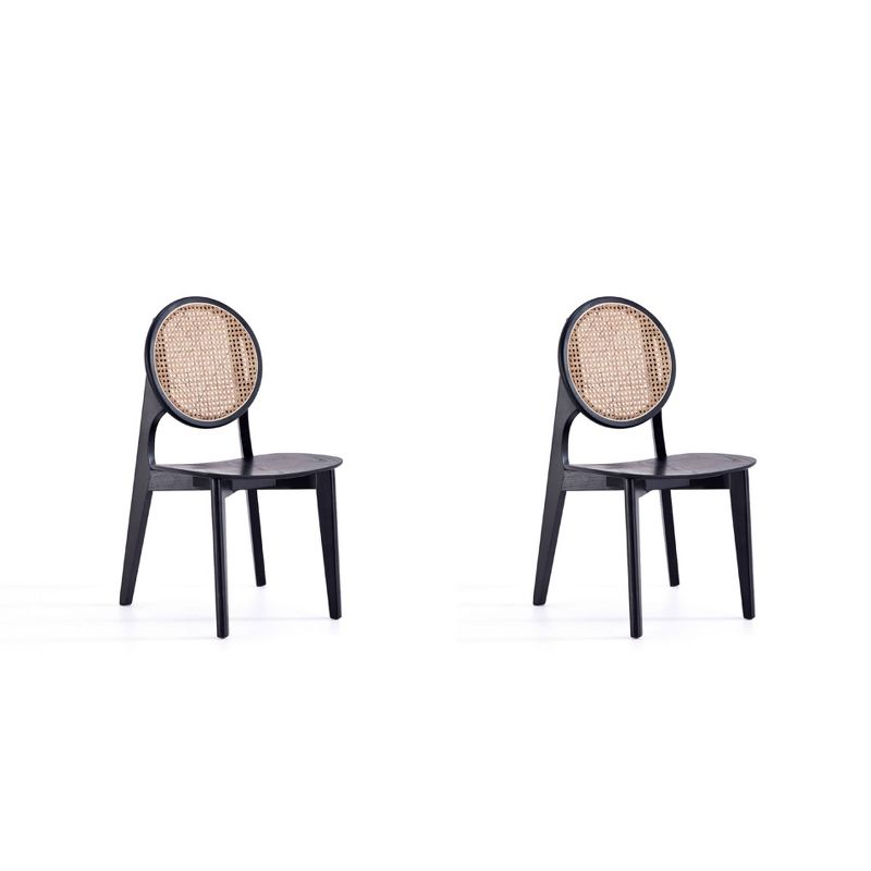Set of 2 Versailles Round Dining Chairs Black/Natural - Manhattan Comfort, 1 of 11