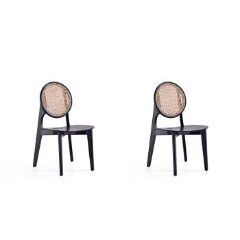 Set of 2 Versailles Round Dining Chairs Black/Natural - Manhattan Comfort