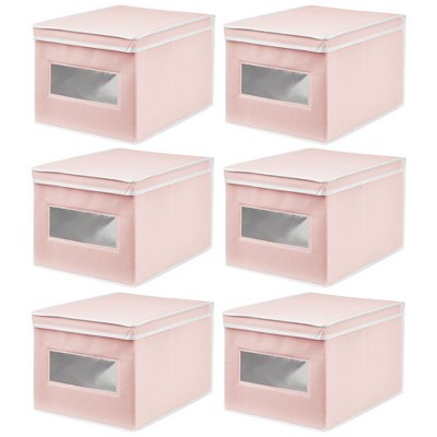 mDesign Stackable Fabric Closet Storage Organizer Box, 6 Pack