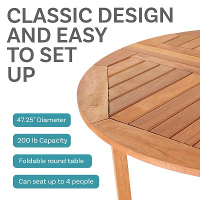 Malaysian Hardwood Round Gateleg Patio Table with Teak Oil Finish