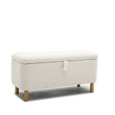 Basics Upholstered Storage Ottoman and Entryway Bench,Teddy Upholstered Shoe Seat Storage Beach,Rectangle Padded Blanket Chest Cute-Cuddlewood