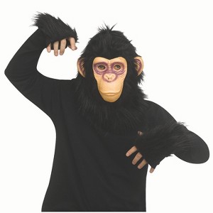 Fun World Monkey Mask and Black Fingerless Gloves Costume Accessory Set - Black - 1 of 1