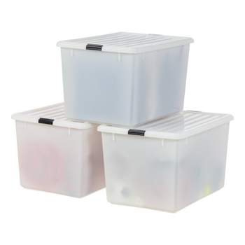 Iris Usa 6 Quart Large Clip Box, 4 Pack, Clear Plastic Storage