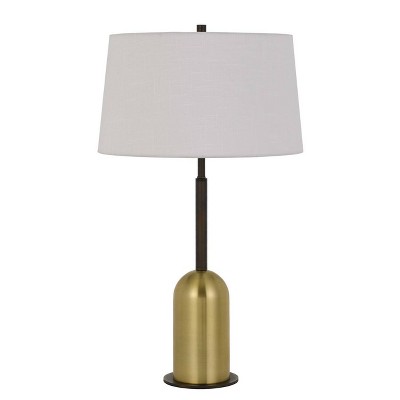 30" Metal Rimini Desk Lamp with Linen Drum Shade Black/Antique Brass - Cal Lighting