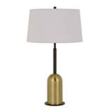 30" Metal Rimini Desk Lamp with Linen Drum Shade Black/Antique Brass - Cal Lighting