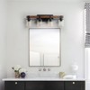 19" Rustic Vanity Light Industrial Bathroom Wall Sconce with Glass Shades and Wood Accent (No Bulbs) - 2 of 4