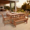 LuxenHome 6-Piece Carmel Outdoor Solid Wood Dining Set Brown - 2 of 4