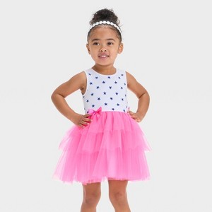 Toddler Girls' Mattel Barbie Dream Closet 1989 Inspired Dotted Tulle Dress - Pink/White - 1 of 3