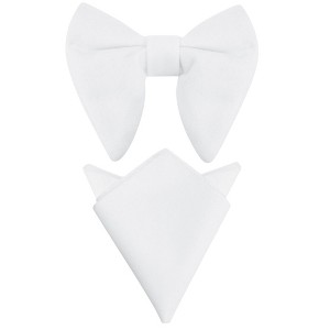 INSPIRE CHIC Men's Velvet Pre-Tied Solid Color Pocket Square Adjustable Bow Tie 1 Pair - 1 of 4