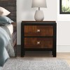 Royal Hampton 28 Inch Handcrafted Bedside Nightstand, 2 Drawers, Sleek Wood Pattern, Square Knobs, Walnut Brown - 2 of 4