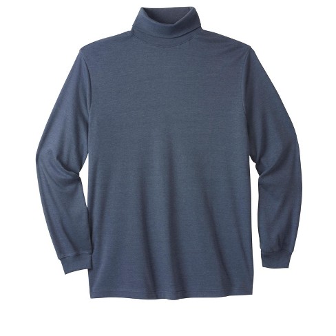 KingSize Men's Big & Tall Turtleneck Long-Sleeve Tee - Tall - 4XL, Heather  Slate Blue