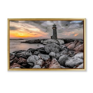 Stupell Industries Lighthouse Bay at Sunset Floating Frame Canvas Art - 1 of 4