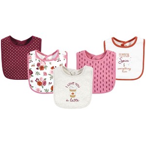 Hudson Baby Infant Girl Cotton Bibs, Pumpkin Spice, One Size - 1 of 4