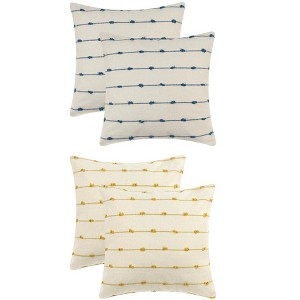 Unique Bargains Modern Farmhouse Decorative Neutral Striped Boho Square Pillow Covers 4 Pcs - 1 of 4