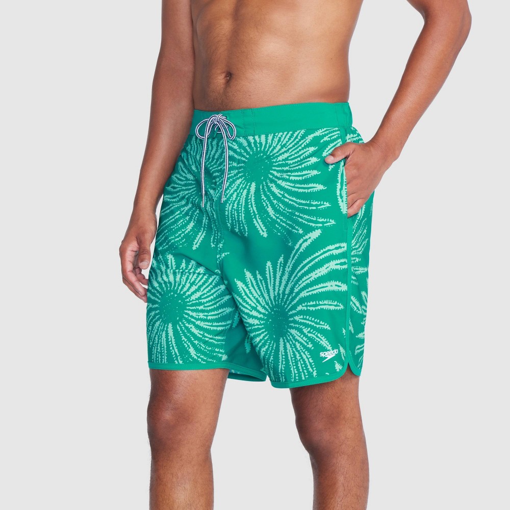 Photos - Swimwear Speedo Men's 7" Floral Print E-Board Shorts - Green XL 