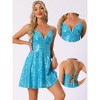 Allegra K Women's Glitter Sequin Spaghetti Strap Tie Back Backless Mini Party Dress - 2 of 4
