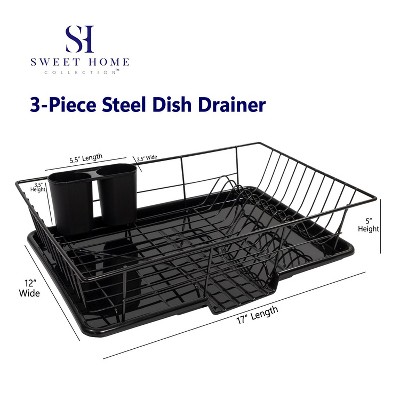 Eggplant Metal Foldable Dish Rack with Utensil Cup