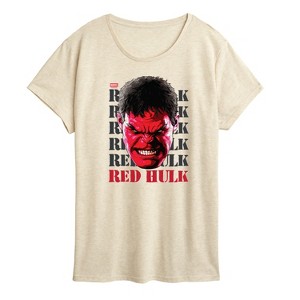 Women's - Marvel - Big Red Hulk Face Short Sleeve Graphic T-Shirt - 1 of 4