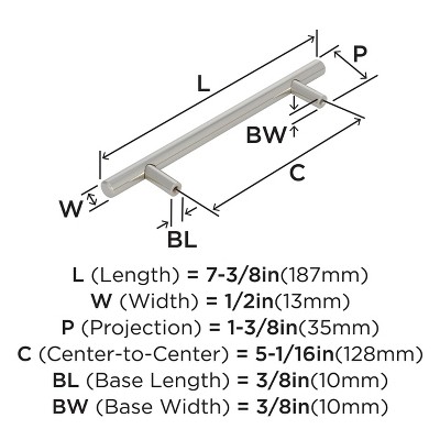 Polished Nickel Modern Bar Cabinet Pulls with Mounting Hardware