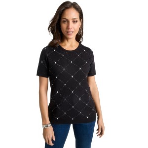 Jessica London Women's Plus Size Fine Gauge Crewneck Shell - 1 of 4