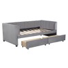 TIRAMISUBEST Twin Size Upholstered Daybed with Ergonomic Design Backrest and 2 Storage Drawers, Velvet Daybed Frame Sofa Bed with Slats Support - 4 of 4