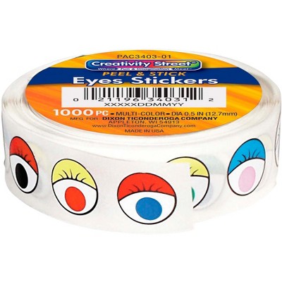 Creativity Street Flat Wiggle Eye Sticker, 10 mm, Multi-Color, Pack of 1000