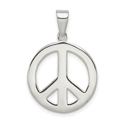 Black Bow Jewelry Sterling Silver 19mm Polished Peace Symbol Pendant