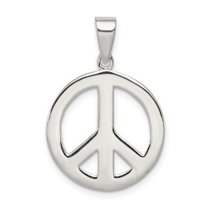 Black Bow Jewelry Sterling Silver 19mm Polished Peace Symbol Pendant - 1 of 4