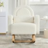 TIRAMISUBEST Accent Rocking Chair Teddy Velvet Cream White Wooden Base Pillow Ergonomic Living Room Bedroom Nursery - 2 of 4