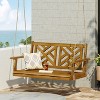 Okak Modern Porch Swing with Stable Acacia Wood Frame, Hanging Chair with Slat Panel Seats and Armrests, Outdoor Swing for Backyard - 3 of 4