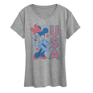 Women's Disney Minnie USA Short Sleeve Graphic T-Shirt - Heather Grey - 2X - 1 of 4