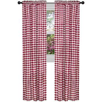 Woven Trends Designer Home Modern Kitchen Curtain Panels, 24L x 29W Inches  Blackout Window Tier Pair Set, Premimum Cotton Blend Buffalo Classic  Country Plaid Gingham Checkered Design, Black 