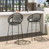 Dsvimoy Counter and Bar Stool Ferrara Outdoor Barstool Set with Faux Wicker Design for Patio, Black, 36"*23.5"*21.5" - 2 of 4