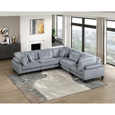 NicBex Couches for Living Room 4-Piece Modular Sectional Sofa Set Upholstered Corduroy Sofa Couch with Cushion Pillows and Solid Wood Legs