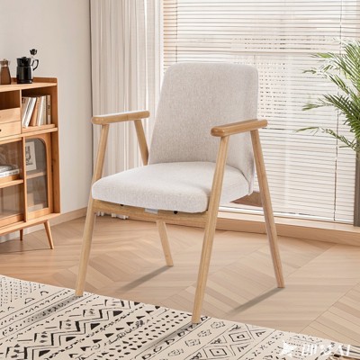 Living Room Accent Chairs Mid Century Modern Reading Arm Chair, Upholstered Bedroom Chair with Soild Wood Frame